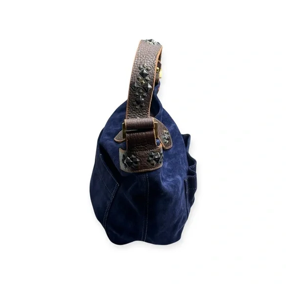 Limited Edition: Tylie ᪣ Y2K Utility Suede Hobo Bag ᪣ Pyramid Stud Strap ᪣ Blue